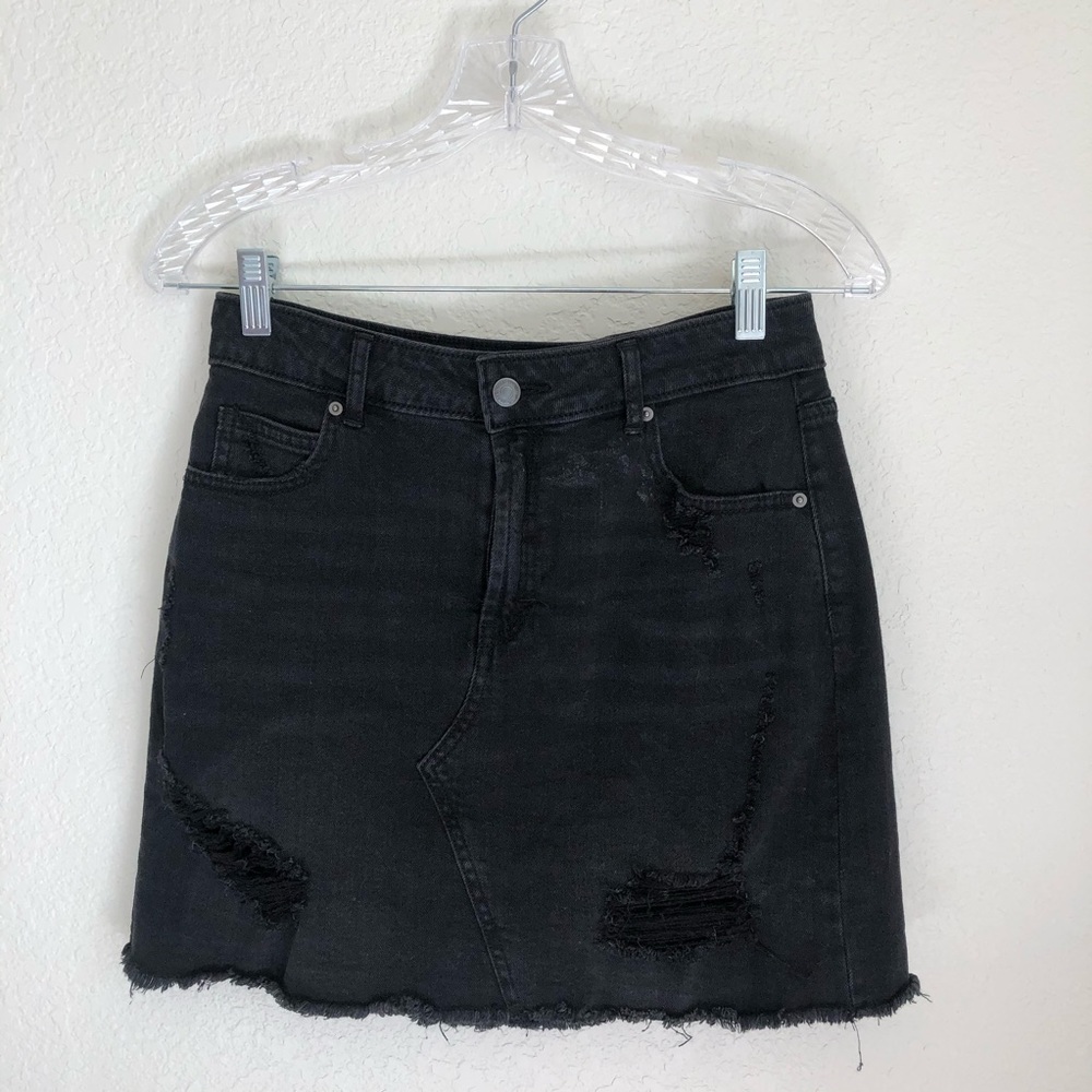 Wild Fable Black Denim Distressed Mini Skirt
